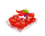  ambiguous_gender cute dragon feral food hukuw plain_background plate purple_eyes solo strawberry strawberry_dragon white_background 