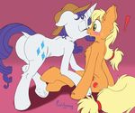  ! anthro applejack_(mlp) blonde_hair blush butt couple cowboy_hat cutie_mark duo earth_pony equine eyes_closed female feral freckles friendship_is_magic fur green_eyes hair hat horn horse kissing lesbian mammal my_little_pony orange_fur pony punk-pegasus purple_hair rarity_(mlp) sitting unicorn white_fur 