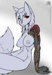  anthro arm breasts canine colors cyborg dragonnetstorm female fur hair looking_at_viewer mammal mecha mechanical nipples nude piercing robotic solo wolf xaviera 