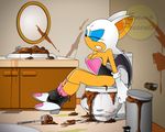  anthro bathroom breasts feces female hyper hyper_feces mirror pooping rouge_the_bat scat sega sonic_(series) toilet 