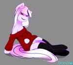  2014 animal_genitalia anthro clothed clothing equine erection fabulous_jay friendship_is_magic fur girly hair horse horsecock legwear looking_at_viewer male mammal my_little_pony penis plain_background pony red_eyes scorci smile solo sweater thigh_high 