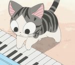 :3 ambiguous_gender animated anime big_eyes cat chi chi&#039;s_sweet_home cute feline feral keyboard loop low_res mammal musical_instrument playing_music raised_tail solo stripes unknown_artist whiskers 