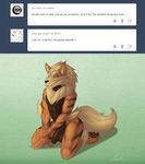  2014 abs abstract_background anthro arcanine ask_blog balls biceps canine claws dreiker english_text fur hair humanoid_penis kneeling looking_at_viewer male mammal muscles nintendo nude pecs penis pok&eacute;mon solo text toe_claws toned tumblr uncut video_games 