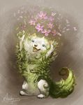 2014 alectorfencer ambiguous_gender canine cute feral flower fur mammal plant solo white_fur 