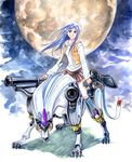  agahari blue_hair kuga_natsuki moon my-hime riding school_uniform solo 