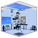  akg bandeau chair cloud computer diving_mask fire_hydrant fish flippers floorplan goldfish headphones in_container innertube isometric laptop oriental_umbrella original projector room ruri_(uewtsol) sky solo strapless submerged television trash_can tubetop uewtsol umbrella underwater water 