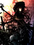  bad_id bad_pixiv_id black_hair bug butterfly dress fantasy gothic insect long_hair original red_eyes skull solo yatsude 