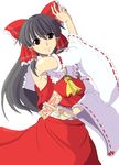  bad_id bad_pixiv_id black_hair detached_sleeves hakurei_reimu ofuda ofuman red_eyes ribbon solo touhou 