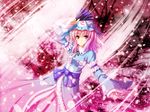  akashio_(loli_ace) bad_id bad_pixiv_id cherry_blossoms fan hat pink_hair saigyouji_yuyuko solo touhou 