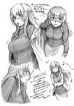  breasts casual glasses greyscale happy large_breasts long_hair monochrome musical_note older rozen_maiden smile suigintou translation_request tsuda_nanafushi 