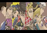  6+boys black_hair blonde_hair brown_hair column_lineup family giorno_giovanna higashikata_jousuke johnny_joestar jojo_no_kimyou_na_bouken jonathan_joestar joseph_joestar_(young) kuujou_jolyne kuujou_joutarou long_hair looking_at_viewer makkamu multiple_boys parted_lips pompadour steel_ball_run upper_body 