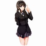  amagami black_hair black_jacket blue_eyes hairband jacket jiji_(wander_plug) kibito_high_school_uniform long_sleeves morishima_haruka pleated_skirt school_uniform skirt solo 