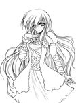  danshaku greyscale hijiri_byakuren long_hair monochrome solo touhou 