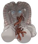  alien blue_eyes breasts creepy fangs large_breasts open_chest petaro sea_angel tentacle tentacles ueno_petarou zanburg 