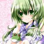  bad_id bad_pixiv_id detached_sleeves frog green_eyes green_hair hair_ornament kochiya_sanae long_hair nanase_nao solo touhou 