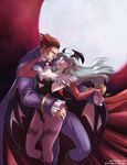  blue_eyes capcom dark darkstalkers demitri_maximoff highres moon morrigan_aensland red_eyes vampire vampire_(game) 