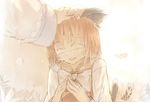  animal_ears cat_ears cat_tail chen closed_eyes graphite_(medium) happy mixed_media multiple_tails ochau out_of_frame petting sketch solo_focus steepled_fingers tail touhou traditional_media watercolor_(medium) 