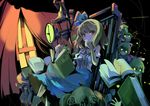  alice_margatroid alice_margatroid_(pc-98) bad_id bad_pixiv_id blonde_hair book chair clock doll doll_joints grimoire grimoire_of_alice hair_ribbon hiruma_andon lantern pumpkin red_eyes ribbon shanghai_doll sitting smirk solo touhou touhou_(pc-98) 