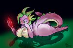  2014 anthro big_breasts breasts butt claws crossgender dragon female friendship_is_magic gem green_eyes huge_breasts lying my_little_pony nipples on_front purple_scales solo spike_(mlp) suirano 