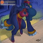 2014 anthro anthrofied blue_eyes blue_hair breasts bush cleavage clothed clothing costume dress equine female friendship_is_magic hair hat horn hsien-ko_(darkstalkers) kevinsano mammal my_little_pony princess_luna_(mlp) solo winged_unicorn wings 