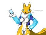  anthro bandai blush breasts digimon female nipples renamon smile solo standing thunder-renamon 