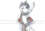  agitype01 blue_eyes chest_binding claws ear_piercing gold jewelry male northern_sergal piercing sergal smile tail_bracelet 