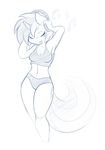  ambris anthro breasts clothing equine eyes_closed female friendship_is_magic hair headphones horn mammal my_little_pony navel panties sketch small_breasts smile underwear unicorn vinyl_scratch_(mlp) 