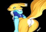  anthro bandai blush breasts digimon female inviting pussy renamon solo thunder-renamon 