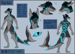  english_text fish glowing hair jay_aqua looking_away male marine model_sheet multicolored_hair neon piercing restricted_palette scar shark skinny solo standing text tongue wolfool 