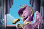  2014 anadukune equine eyes_closed female feral food friendship_is_magic hair horn long_hair mammal my_little_pony open_mouth princess_cadance_(mlp) solo winged_unicorn wings 