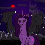  bat bat_pony castle dracula equine fangs female feral fluffy foxfoxplz friendship_is_magic fur horse mammal moon my_little_pony night outside pony red_eyes star twilight_sparkle_(mlp) vampire 