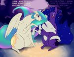  2014 blush drunk equine female feral friendship_is_magic halloween holidays horn horse mammal my_little_pony nivrozs princess_celestia_(mlp) princess_luna_(mlp) winged_unicorn wings 