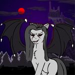  bat_pony castle dracula equine fangs female feral fluffy foxfoxplz horse mammal moon my_little_pony night outside pony red_eyes star vampire 