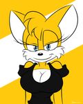  2014 anthro big_breasts breasts canine cleavage clothed clothing crossgender female fox fur looking_at_viewer mammal miles_prower sega smile solo sonic_(series) supersonicrulaa 