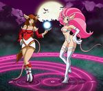  ahri anthro clothed clothing darkstalkers desingahv duo felicia_(darkstalkers) female flora humanoid league_of_legends sherry skimpy video_games 