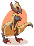  2014 anthro big_breasts breasts claws dragon female greycoat haxorus looking_at_viewer nintendo non-mammal_breasts nude pok&eacute;mon red_claws red_eyes scalie solo standing video_games 