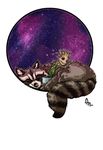  ambiguous_gender anthro brown_fur duo feral flower_pot fur groot guardians_of_the_galaxy leaves mammal plant raccoon ringed_tail rocket_raccoon sleeping star sweetalec 
