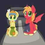 bag big_macintosh_(mlp) braeburn_(mlp) cute duo earth_pony equine face_paint friendship_is_magic halloween holidays horse hoverrover indian looking_at_viewer male mammal membranous_wings my_little_pony pony sitting smile tiny_wings trick_or_treating vampire wings 
