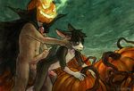  anthro balls bent_over big_penis duo erection gay halloween headless_horseman holidays hot_dogging huge_penis imminent_sex lagomorph male mammal monster nude penis pubes pumpkin rabbit sicklyhypnos uncut vein vines 