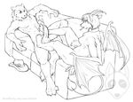  anthro balls black_and_white breasts canine collar cum cumshot demon dog duo erika eyes_closed female foot_fetish footjob fox german_shepherd hair hat horn humanoid_penis kalira male mammal monochrome nude orgasm penis reclining sheradon short_hair side_boob sofa tongue tongue_out vein wings 