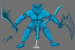  abs anthro balls big_penis blue_penis cat cum cumshot erection feline grey_background male mammal nude orgasm penis plain_background pose runes solo sword tenchu uncut unfinished weapon 