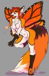  2013 5_fingers anthro breasts butterfly_wings canine chest_tuft cierra female fox fur hair inner_ear_fluff kittentits mammal nude orange_fur orange_hair pinup pose red_eyes solo tuft white_fur wings 