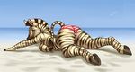  anthro avian beach bird breasts brown_eyes butt clothing equine female hooves looking_at_viewer lying mammal mane mohawk on_front outside panties pinup pose sand sea seagull seaside siyah sky solo stripes thick_thighs topless under_boob underwear water zebra 