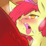  animal_genitalia anthro apple_bloom_(mlp) big_penis blank_stare bow cold-blooded-twilight cub disembodied_penis drooling duo equine female friendship_is_magic hair half-closed_eyes horse horsecock male mammal my_little_pony open_mouth penis pony red_hair red_penis saliva size_difference solo_focus tongue tongue_out vein veiny_penis yellow_eyes young 