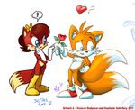  &lt;3 anthro blush boots duo embarrassed female fiona_fox flower lululunabuna male miles_prower plant rose sega shy smile sonic_(series) straight 