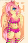  2014 anthro anthrofied blush bra cleavage clothed clothing equine evehly female fluttershy_(mlp) friendship_is_magic hair long_hair mammal my_little_pony navel pegasus pink_hair smile solo underwear wings 