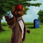  anthro bow_tie doctor_who facing_viewer fez male mammal marten mustelid pine_marten police_box solo sonic_screwdriver tardis waist_up ykoriana 