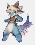  2010 ambiguous_gender anthro blonde_hair blue_eyes bottomless chibi clothed clothing dragon fluff form fur furred_dragon hair half-dressed murat open_mouth ovopack plain_background solo spike tuft white_background 