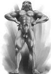  abs anthro balls biceps big_muscles claws dragon erection humanoid_penis kino_jaggernov kinojaggernov male monochrome muscles nipples nude pecs penis pose reptile scales scalie solo standing toe_claws toned vein xander 
