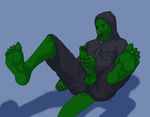  5_toes anthro balls barefoot big_penis cargo_shorts claws clothing erection foot_focus green_penis hindpaw hoodie human_feet humanoid_penis lizard long_penis male masturbation paws penis penis_grab plain_background plantigrade precum reptile retracted_foreskin scalie shorts soles solo toe_claws toes uncut yellowpower 